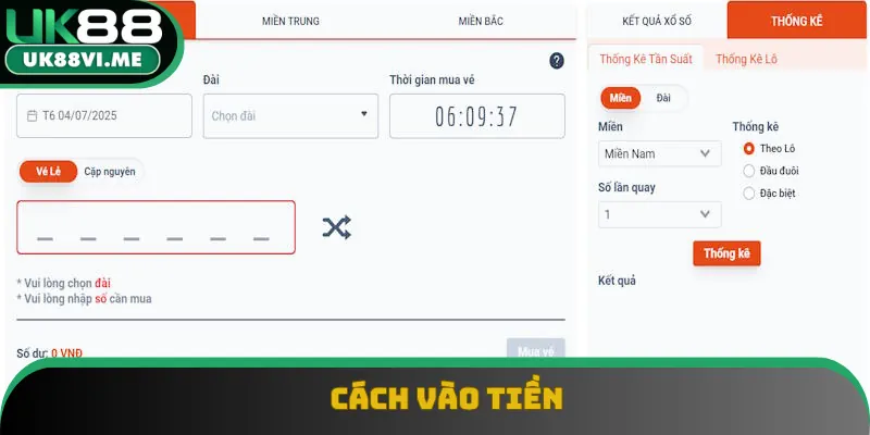 Cách vào tiền trong trò xổ số UK88 Cách vào tiền trong trò xổ số UK88